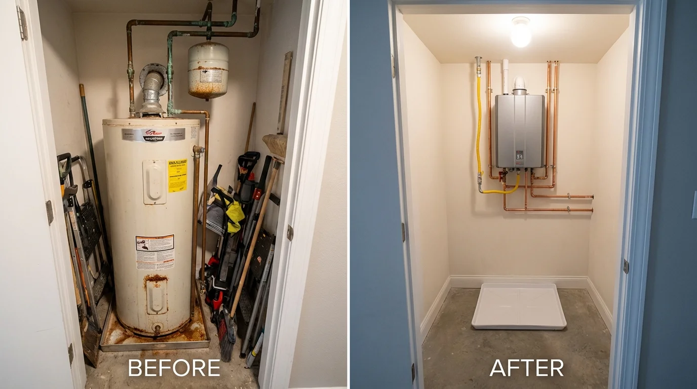 Tank water heater versus wall-mounted tankless unit comparison for Bristol, CT homeowners